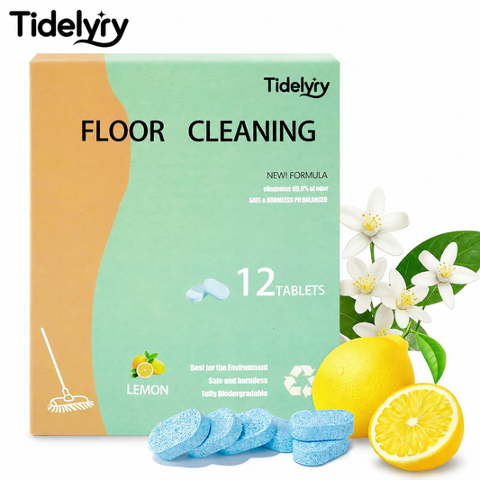 ✨ Tidelyry Floor Cleaning Tablets – Powerful Grime & Odor Removal, Fast-Drying & Residue-Free | 12/24-Pack, Lemon or Mint 🍋🌿
